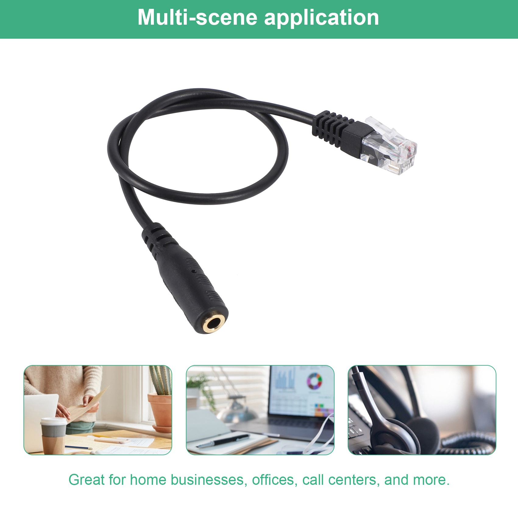 Dec.-3.5mm Plug Jack to RJ9 fo - Telephone Headset Office avaliação e preço