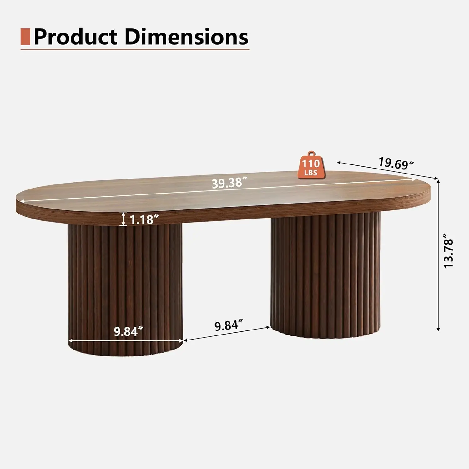 Oval Fluted Coffee Table Mid C - Office Furniture Center avaliação e preço
