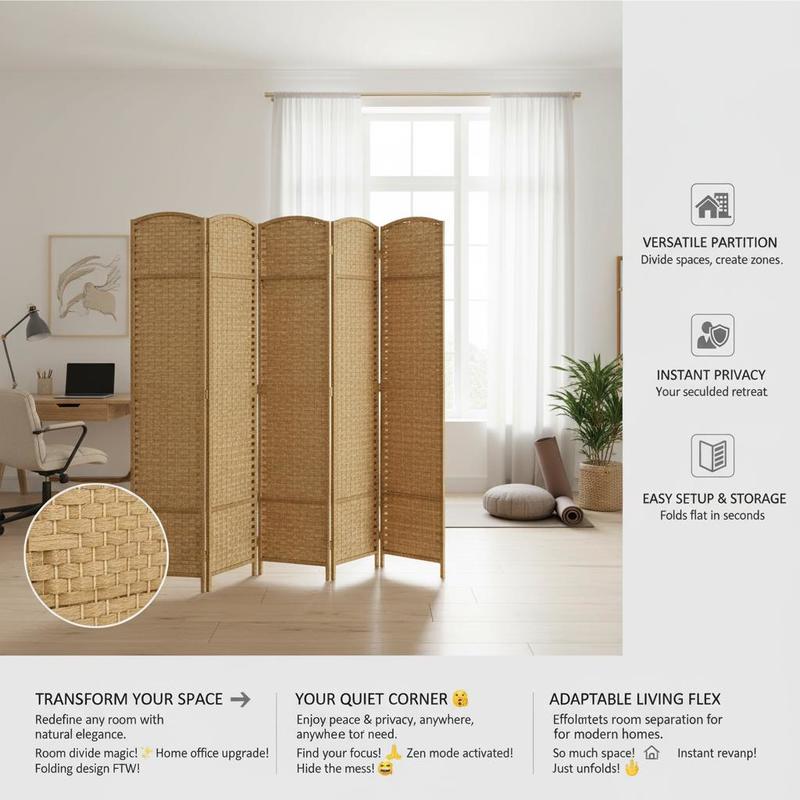Folding Room Divider Screen 8  - Partition Screen Divider avaliação e preço