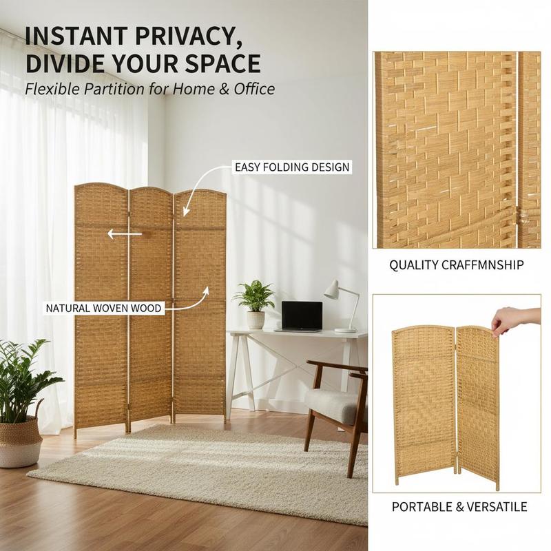 Folding Room Divider Screen 4  - Partition Screen Divider avaliação e preço