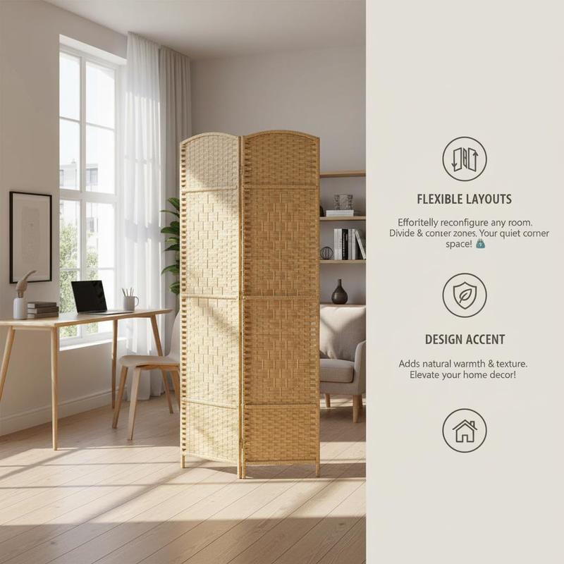 Folding Room Divider Screen 4  - Partition Screen Divider avaliação e preço