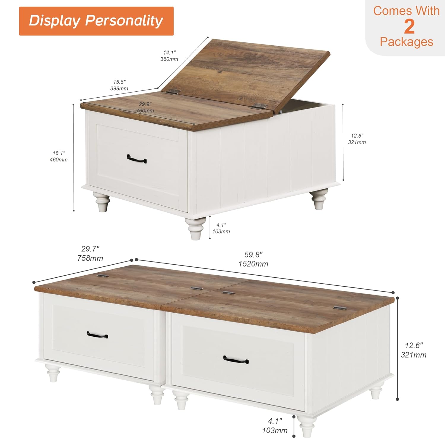 Set of 2 Farmhouse Square Coff - Office Furniture Center avaliação e preço