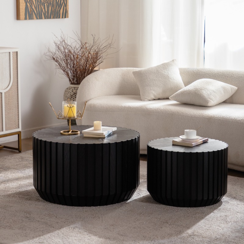 Black Ribbed Round Nesting Cof - Office Furniture Center avaliação e preço