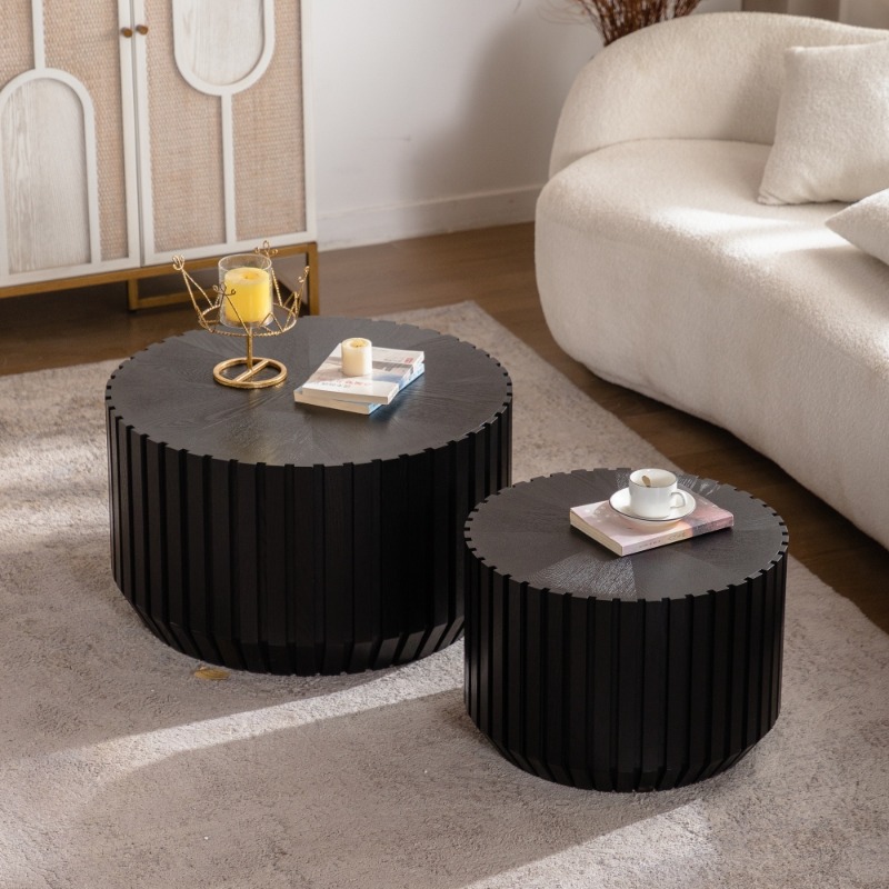 Black Ribbed Round Nesting Cof - Office Furniture Center avaliação e preço