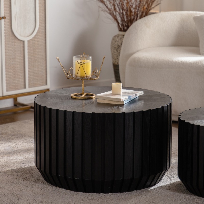 Black Ribbed Round Nesting Cof - Office Furniture Center avaliação e preço