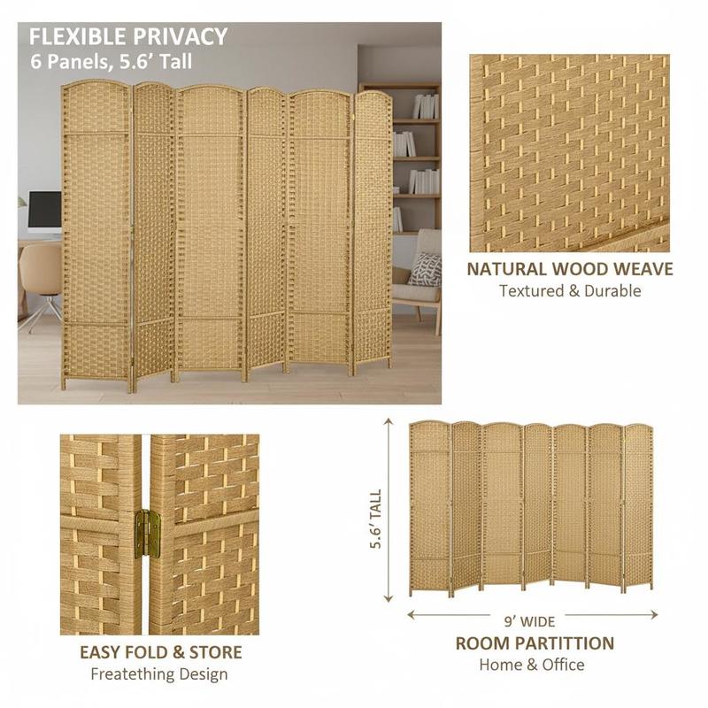 Folding Room Divider Screen 6  - Partition Screen Divider avaliação e preço